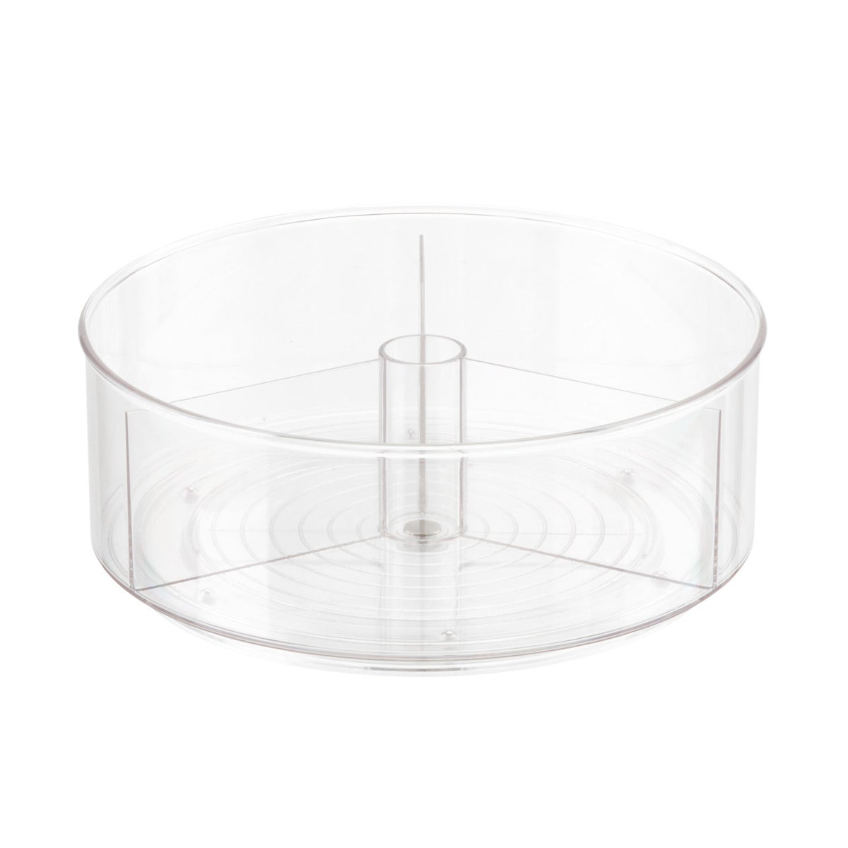 3 Deep Container FIRSTENJOY Lazy Susan Turntable Pantry Cabinet Organizer with Dividers Clear 11-Inch